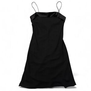 Vintage Jump Dress Y2K 90s Whimsigoth Sz 9/10 Black Slip Satin Trim Made in USA